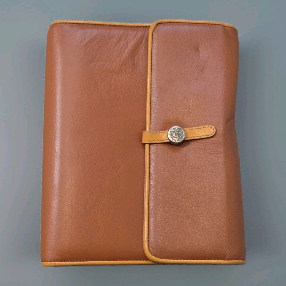 Franklin Covey Classic Burnt Orange Leather 7-Ring Snap Planner Travel Binder